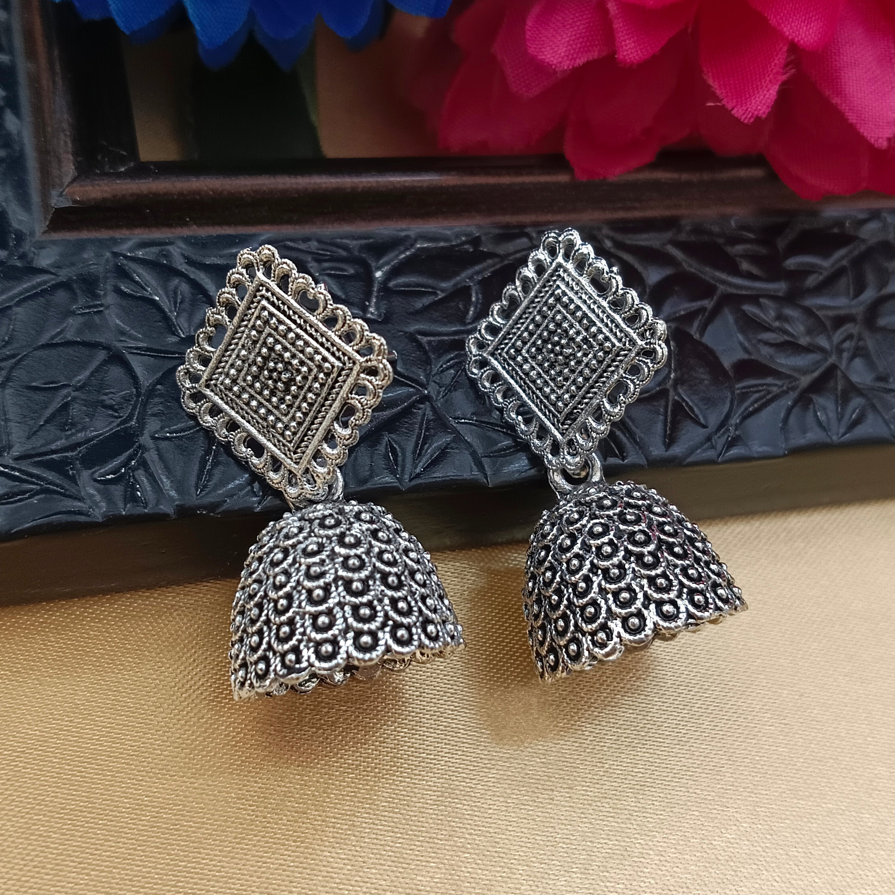 Darshana Jewels  Oxidised Plated Kite Shape Jhumki Earrings(Pack of 6)