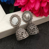 Darshana Jewels  Oxidised Plated Mirror Jhumki Earrings(Pack of 6)