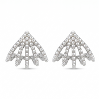 Urthn Silver Plated Stylish Pearls Earrings (Pack of 6)