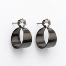 Urthn Black Plated Austrian Stone Round Shape Earrings (Pack of 6)