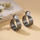 Urthn Black Plated Austrian Stone Round Shape Earrings (Pack of 6)