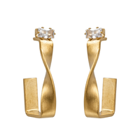 Urthn Gold Plated Austrian Stone Twisted Shape Earrings (Pack of 6)