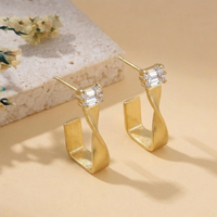 Urthn Gold Plated Austrian Stone Twisted Shape Earrings (Pack of 6)