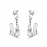 Urthn Silver Plated Austrian Stone Twisted Shape Earrings (Pack of 6)