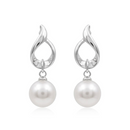 Urthn Elegant Silver Twist Pearl Drop Earrings(Pack of 6)