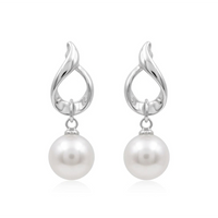 Urthn Elegant Silver Twist Pearl Drop Earrings(Pack of 6)