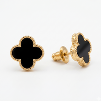 Urthn  Elegant Silver-Plated Clover Stud Earrings for Women(Pack of 6)