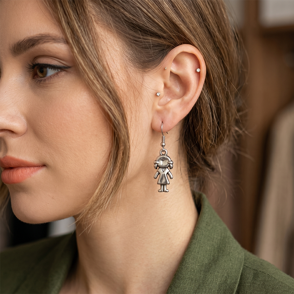 Urthn  Modern  Silver-Toned  Dangler  Earrings for Women(Pack of 6)