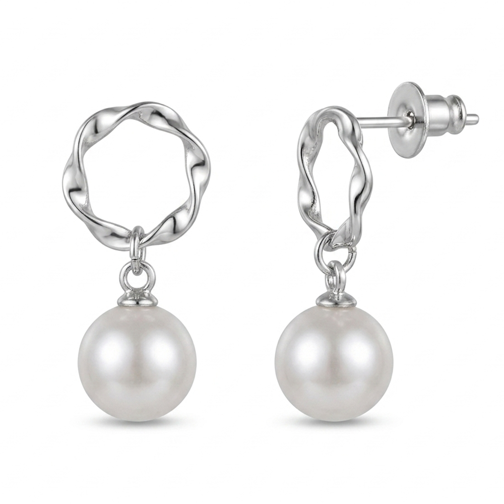 Urthn  Statement  Silver  Plated Pearl  Stud Earrings For Women(Pack of 6)