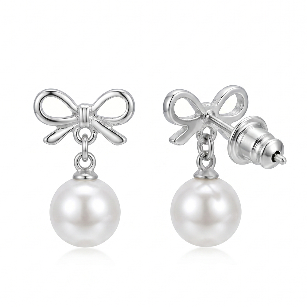Urthn  Eye-Catching  Silver  Plated Pearl Stud Earrings(Pack of 6)