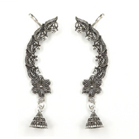 Darshana Jewels Oxidised Plated Peacock And flower Ear Cuff For Women And Girls(Pack of 6)