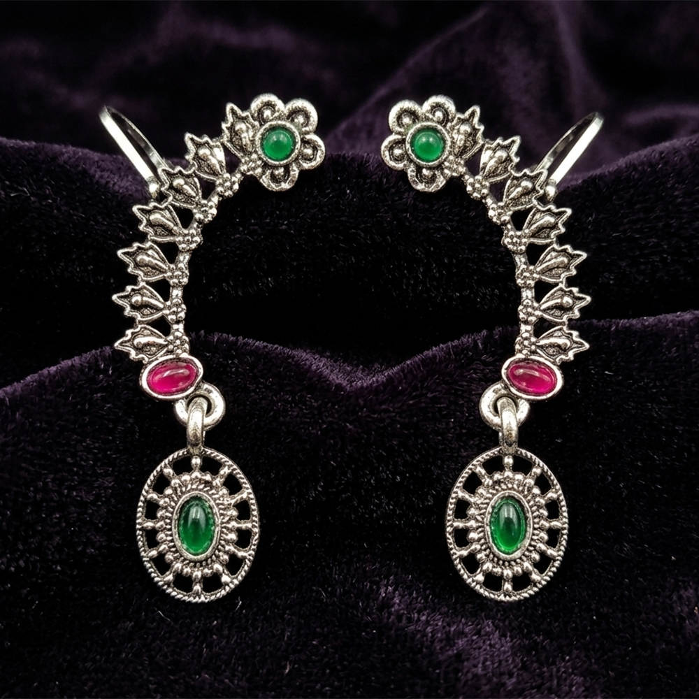 Darshana Jewels  Oxidised Plated Pink And Green Ear Cuff For Women And Girls(Pack of 6)