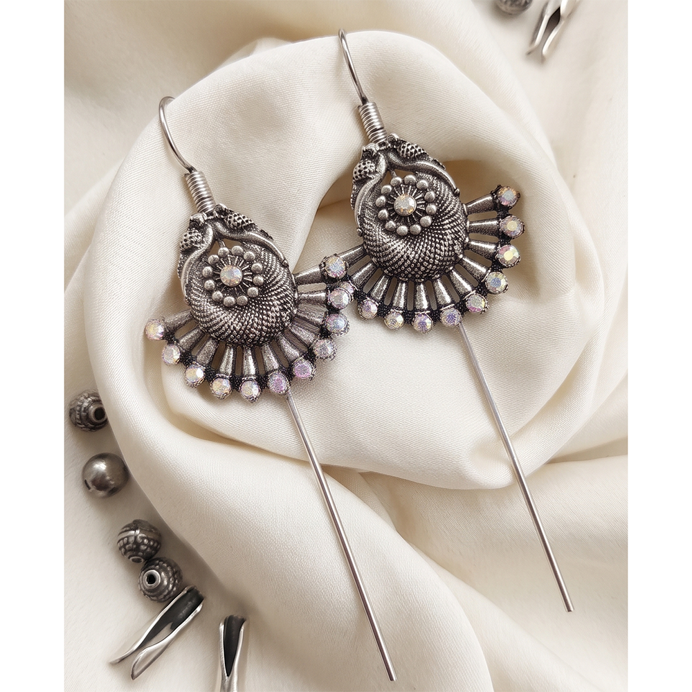 Darshana Jewels Oxidised Plated Austrian Stone Earcuff