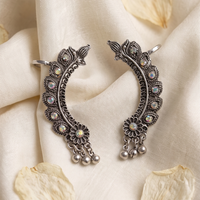 Darshana Jewels Oxidised Plated Austrian Stone Earcuff