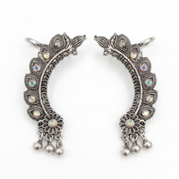 Darshana Jewels Oxidised Plated Austrian Stone Earcuff (Pack of 6)