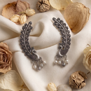 Darshana Jewels Oxidised Plated Peacock Earcuff
