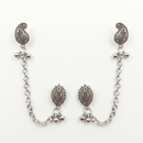 Darshana Jewels Boho Oxidised Paisley Chain Ear Cuff Earrings