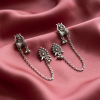 Urthn Traditional Trishul  Motif Oxidised Earcuff for Women (Pack of 6)