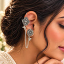 Urthn Stylish Oxidised Ear Cuffs with Floral Motif for Women Traditional Fashion Jewellery(Pack of 12)