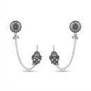 Urthn Stylish Oxidised Ear Cuffs with Floral Motif for Women Traditional Fashion Jewellery(Pack of 12)