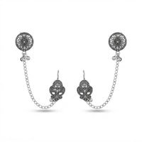 Urthn Stylish Oxidised Ear Cuffs with Floral Motif for Women Traditional Fashion Jewellery(Pack of 12)