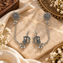 Urthn Stylish Oxidised Ear Cuffs with Peacock Motif for Women Traditional Fashion Jewellery