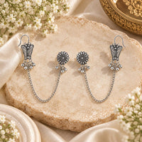 Urthn Stylish Oxidised Ear Cuffs with Butterfly Motif for Women Traditional Fashion Jewellery