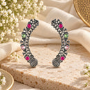 Urthn Stylish Oxidised Ear Cuffs with Floral Motif for Women Traditional Fashion Jewellery