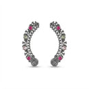 Urthn Stylish Oxidised Ear Cuffs with Floral Motif for Women Traditional Fashion Jewellery(Pack of 12)