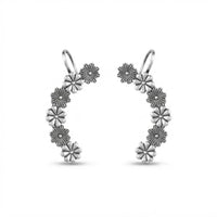 Urthn Stylish Oxidised Ear Cuffs with Floral Motif for Women Traditional Fashion Jewellery(Pack of 12)