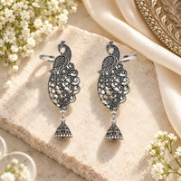 Urthn Stylish Oxidised Ear Cuffs with Peacock Motif for Women Traditional Fashion Jewellery