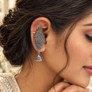 Urthn Stylish Oxidised Ear Cuffs with Peacock Motif for Women Traditional Fashion Jewellery(Pack of 12)