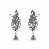 Urthn Stylish Oxidised Ear Cuffs with Peacock Motif for Women Traditional Fashion Jewellery(Pack of 12)