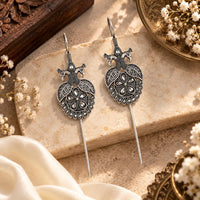 Urthn Stylish Oxidised Ear Cuffs with Peacock Motif for Women Traditional Fashion Jewellery