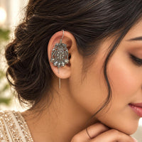 Urthn Stylish Oxidised Ear Cuffs with Peacock and Elephant Motif for Women Traditional Fashion Jewellery(Pack of 12)