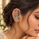 Urthn Stylish Oxidised Ear Cuffs with Lotus Motif for Women Traditional Fashion Jewellery(Pack of 12)