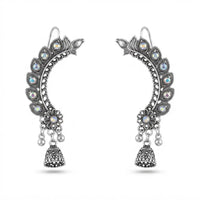 Urthn Stylish Oxidised Ear Cuffs with Floral Motif for Women Traditional Fashion Jewellery(Pack of 12)