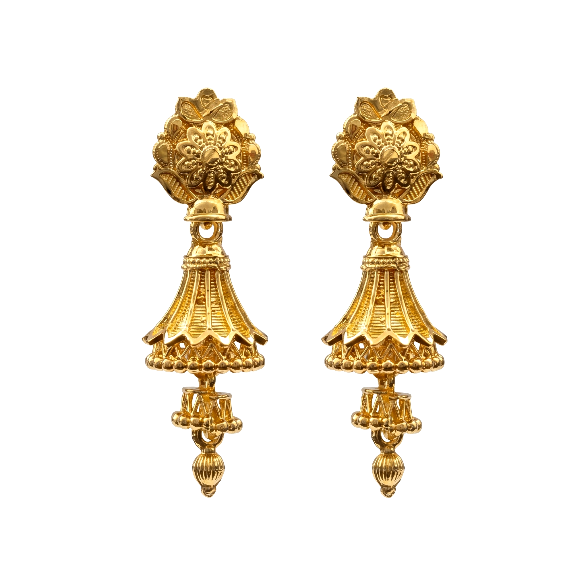 Darshana Jewels Elegant Gold Plated Floral Double Jhumka Drop Earrings(Pack Of  6)