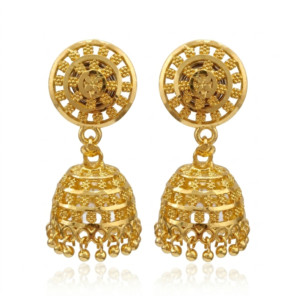 Darshana Jewels Elegant Gold Plated Floral Jhumka Drop Earrings(Pack Of  6)