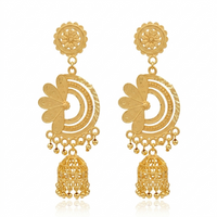 Darshana Jewels Elegant Gold Plated Floral Designer Jhumka Drop Earrings(Pack Of  6)