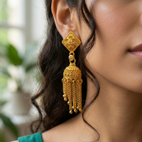 Darshana Jewels Elegant Gold Plated Floral Jhumka Drop Earrings(Pack Of  6)