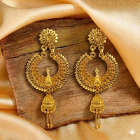 Darshana Jewels Elegant Gold Plated Peacock Jhumka Drop Earrings(Pack Of  6)
