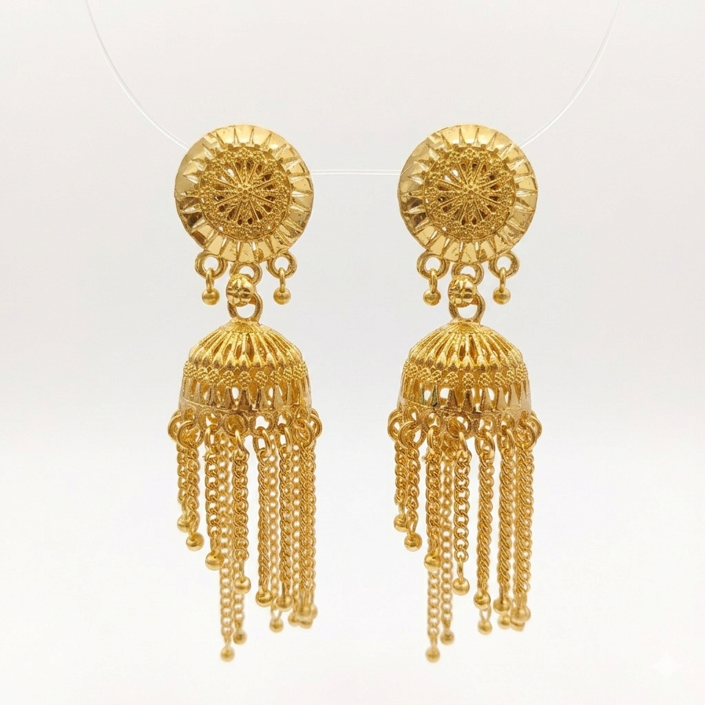 Darshana Jewels Elegant Gold Plated Floral Jhumka Drop Earrings(Pack Of  6)