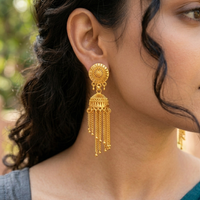 Darshana Jewels Elegant Gold Plated Floral Jhumka Drop Earrings(Pack Of  6)
