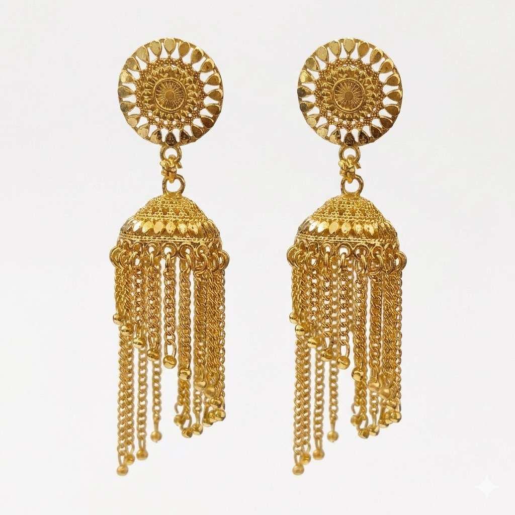 Darshana Jewels Elegant Gold Plated Floral Jhumka Drop Earrings(Pack Of  6)