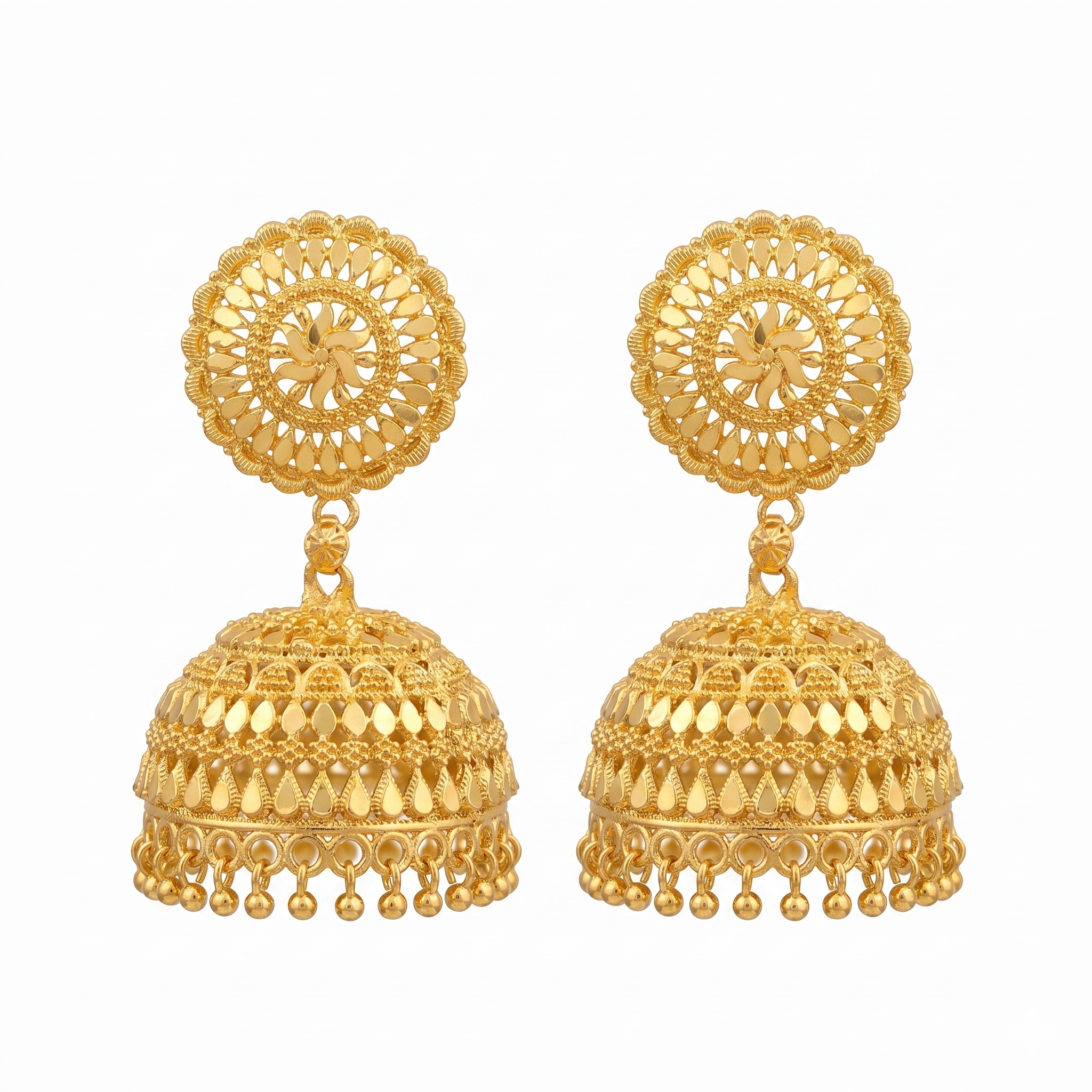 Darshana Jewels Elegant Gold Plated Floral Jhumka Drop Earrings(Pack Of  6)