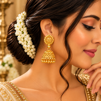 Urthn Stylish Gold Plated Jhumka Earrings | Traditional Fashion Jewellery for Festive & Party Wear( Pack of 6)