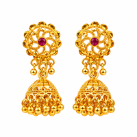 Urthn Stylish Gold Plated Jhumka Earrings | Traditional Fashion Jewellery for Festive & Party Wear( Pack of 6)