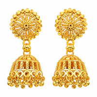 Urthn Beautiful Gold Plated Jhumka Earrings for Women | Designer Ethnic Jewellery for Festive Looks( Pack of 6)