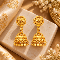 Urthn Beautiful Gold Plated Jhumka Earrings for Women | Designer Ethnic Jewellery for Festive Looks